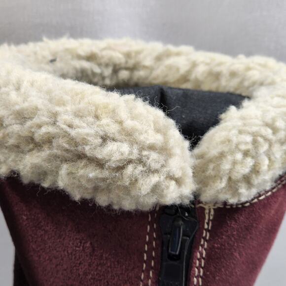 Northside ThermoLite Thin Insulation Women 9 Maroon-Black Suede Zip Ankle Boots - Picture 8 of 12